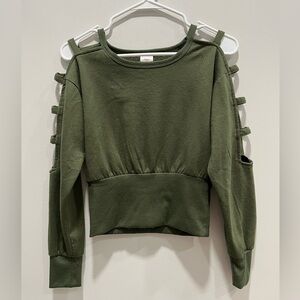 Dark Green Cropped Long Sleeve